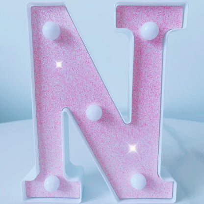 Pink Romantic Luxury LED Light 6.3-inch Pink Decorative Alphabet Number Light Battery Powered Christmas Decorative Light Wedding