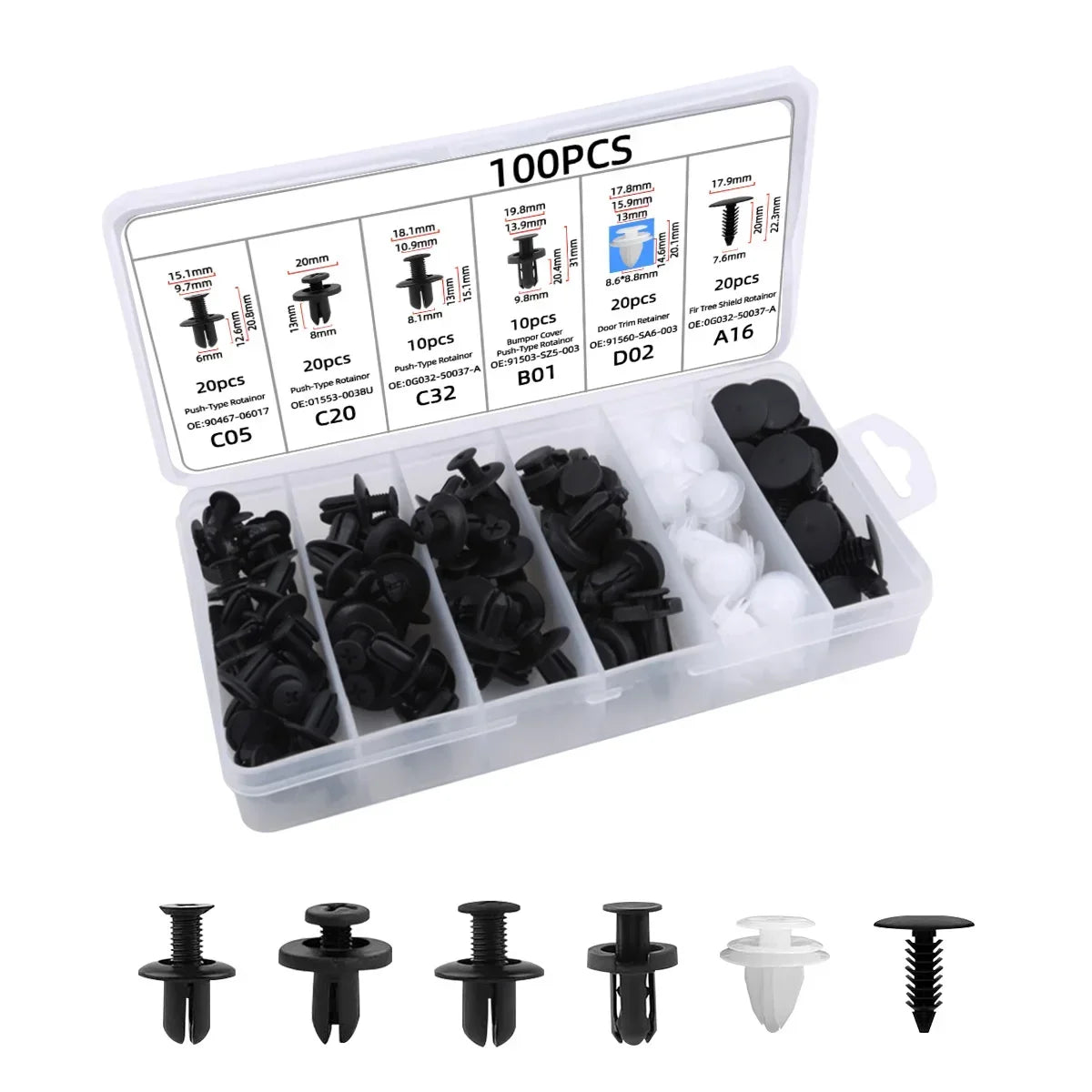 Auto Plastic Bumper Fastener Rivet Retainer Push Type Engine Cover Fastener Fender Car Door Trim Panel Clip