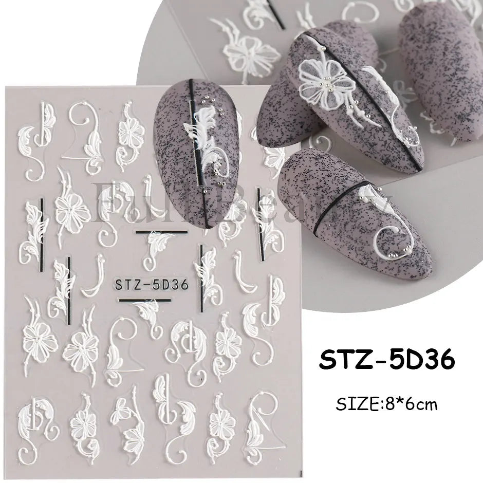 Stickers for Nails Marine Punk Black Line Design Art Slider Party Cool Decoration Adhesive Decal Emboss DIY Manicure Accessories