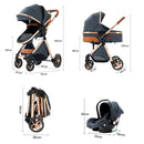 Baby Stroller 3‑in‑1 Travel System Pushchair Lightweight Pram from Birth All‑Terrain Baby Buggy Compact Fold Stroller Summer