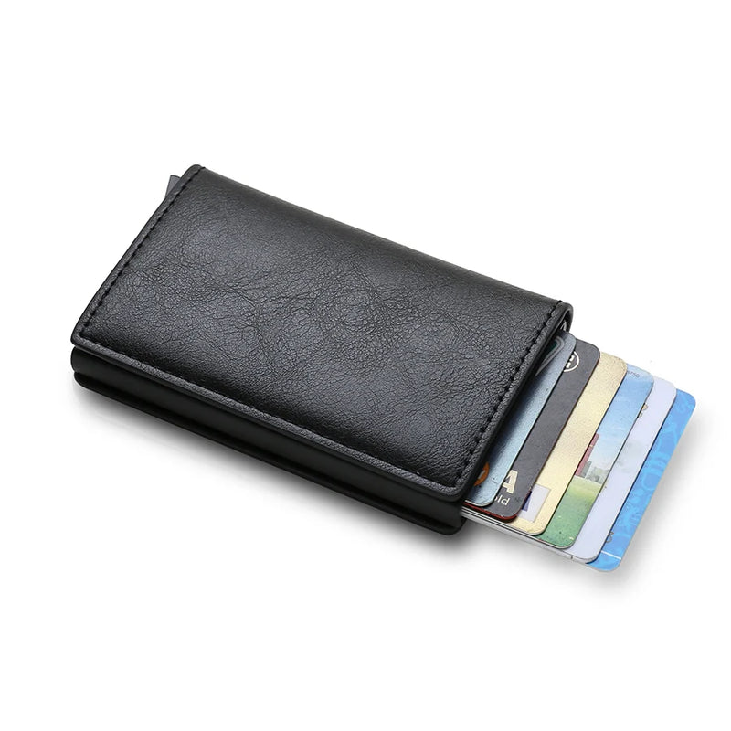 Rfid Aluminum Men Wallet Card Holders Purse Carbon Fiber Men Business Slim Thin Smart Wallet Credit Cardholder Case Note Holder