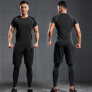 Traje deportivo para hombre, conjuntos para correr, compresión, gimnasio, fitness, ropa deportiva de secado rápido, mallas de baloncesto, ropa interior para correr al aire libre y entrenamiento.