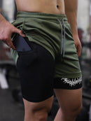 Cross Print 2 in 1 Workout Running Shorts for Men Christian Gym Performance Shorts with Phone Pocket Towel Loop Athletic Outfits