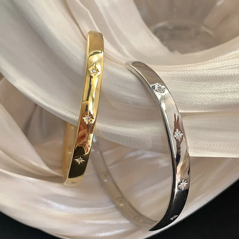 Brazalete femenino de Plata de Ley 925 con estrella de cristal brillante, joyería de promoción para mujer, regalos que no se decoloran, novedad de 2024