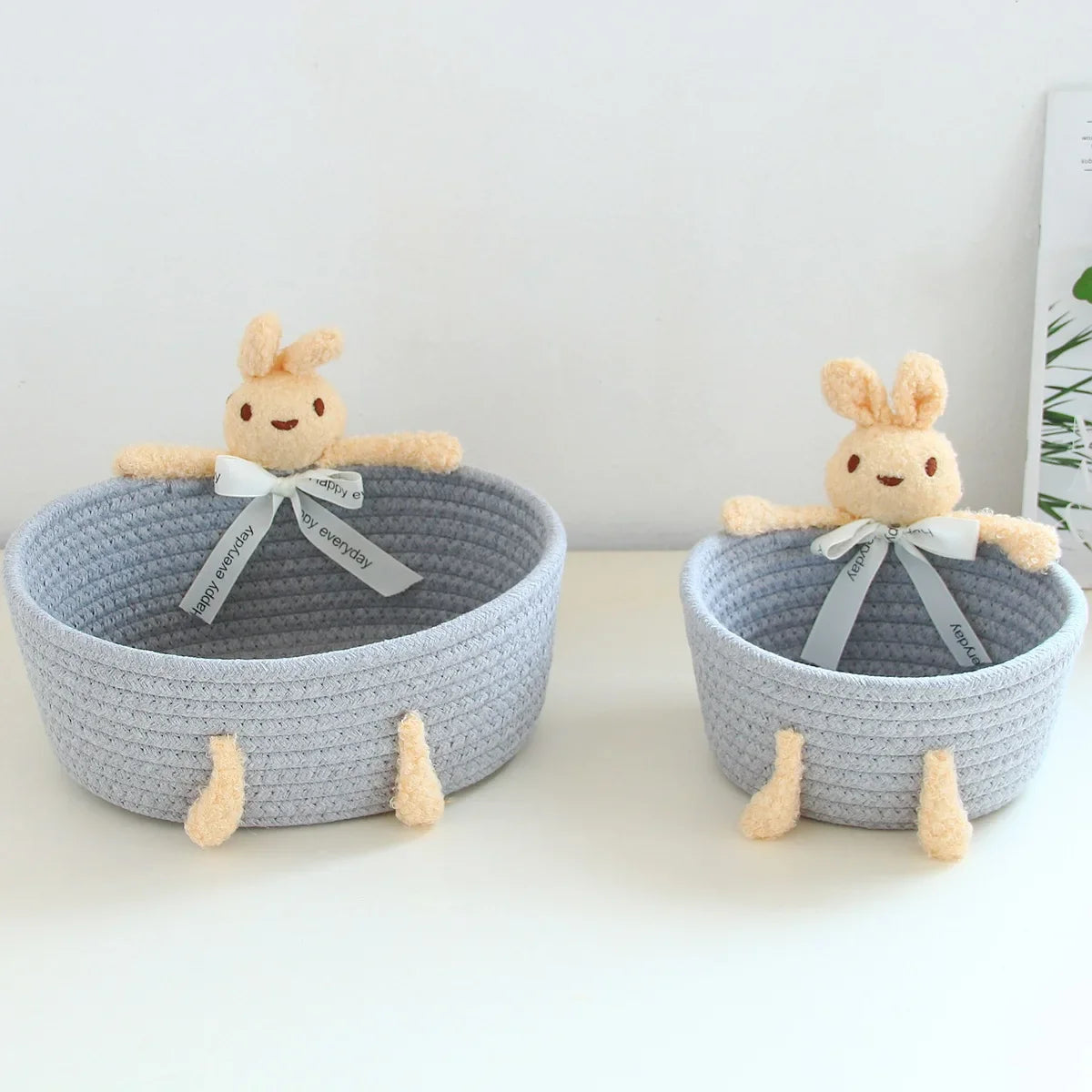 cartoon style weave sundries Storage Baskets household cosmetic hairpin Organize deposit container child toy classification case