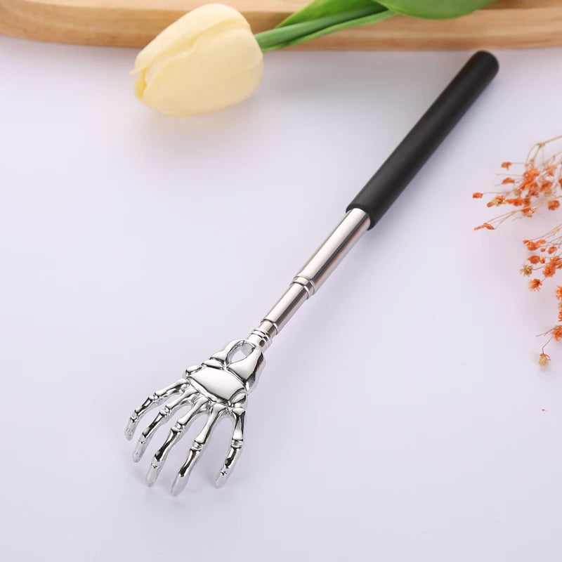 Skull Palm Telescopic Back Scratcher Hand Massager Back Slap with Rubber Handles Fun and Novel Tool for Decompression Hand Stick