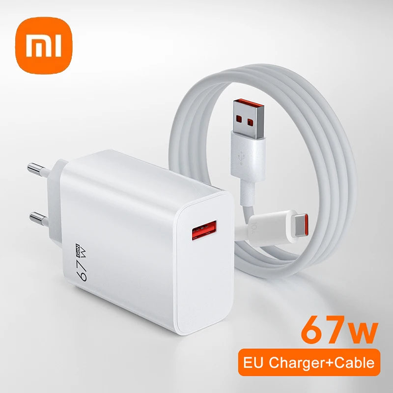 Cargador USB superrápido original Xiaomi de 67 W con interfaz USB C PD, adaptador de cargador de teléfono para iPhone 15, Samsung, Huawei, Turbo Charge, nuevo