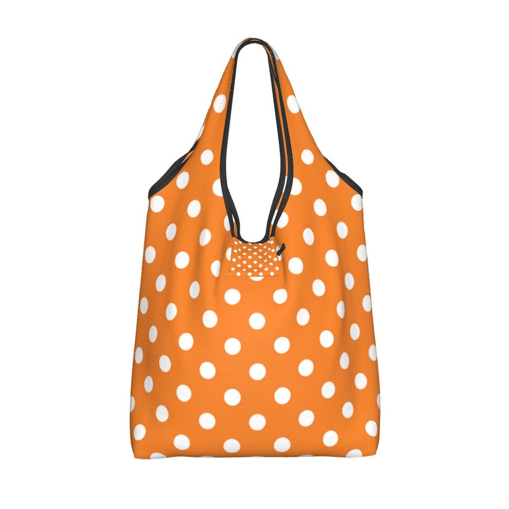 Custom Recycling Classic Black And White Polka Dot Shopping Bag Women Tote Bag Portable Grocery Shopper Bags