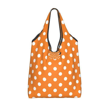 Custom Recycling Classic Black And White Polka Dot Shopping Bag Women Tote Bag Portable Grocery Shopper Bags