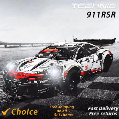 1580Pcs Technical Electric Remote Control with Lights Car 911Rsr Compatible with 42096 Building Blocks DIY Kid Toy Birthday Gift