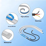 Hot！NEW 2Pc 30cm Car DRL Flexible Waterproof Headlight LED Strip Universal Auto Headlights Turn Signal Yellow Brake Flow Lights