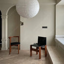 Medieval monk chair home solid wood dining chair designer homestay industrial wind wabi-Sabi oil wax leather back