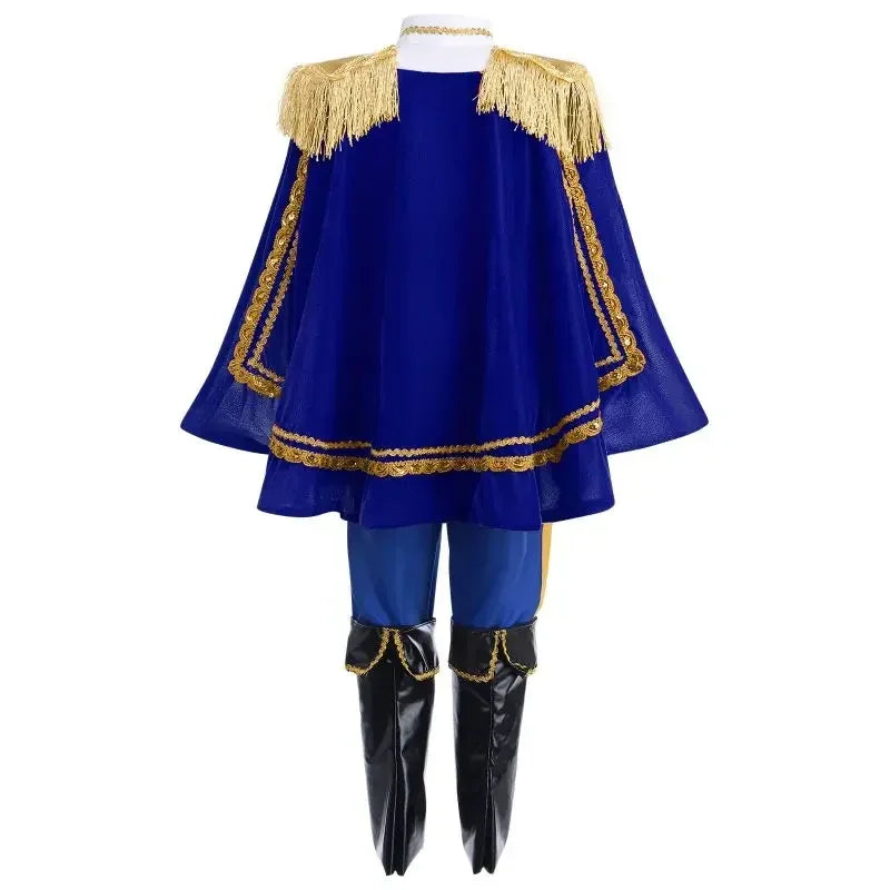 Boy's King Prince Cosplay Costume Prince Crown Scepter Cloak Royalty Suit Halloween Birthday Carnival Costumes Fancy Dress Up