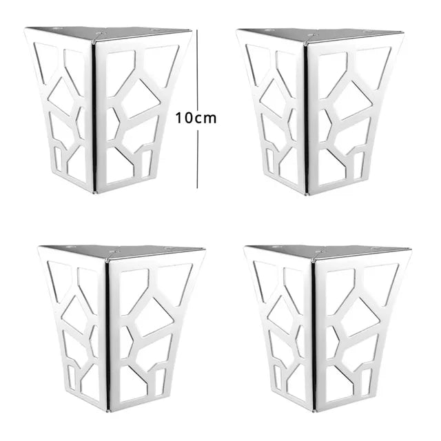 4 pçs 10cm moderno metal clássico móveis pés oco para fora geométrico sofá pernas mesa armário pé suporte móveis ferragem