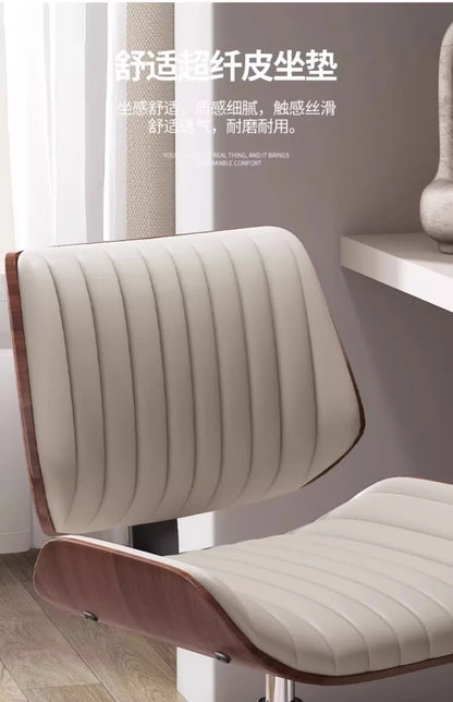 Italian Solid Wood Computer Chair, Light Luxury Home Long-term Study Chair, Rotating and Lifting Bedroom Conference Office Chair