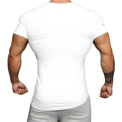 Summer Cotton Breathable Short Sleeve T-shirts Gym Fitness Bodybuilding Slim Fit Shirts Muscle Mens Irregular Hem Sport Clothing