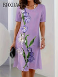 Fashion Elegant Women Dress Plus Size 8XL 9XL Short Sleeve O-Neck Casual Vacation Party Dress Big Size Floral Print A-Line Dress