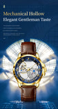 CAREKISO Fashion Men's Watches Original Mechanical Leather Men Clock Waterproof Hollow Tourbillon Automatic Man Watch Reloj Male