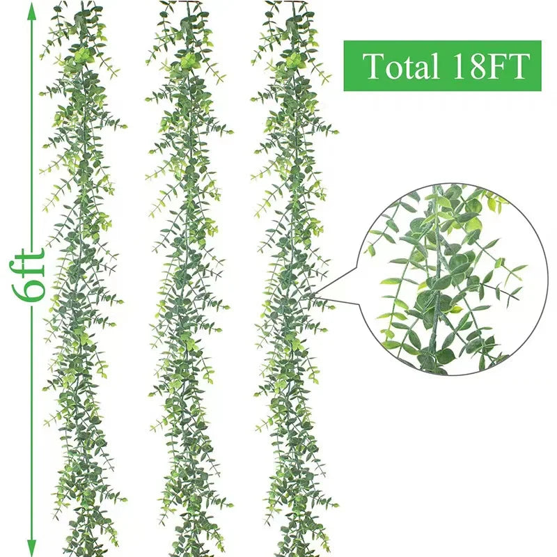 Artificial Plant Vines Wall Hanging Rattan Leaves Branches Outdoor Garden Home Decoration Plastic Fake Silk Leaf Green Plant Ivy