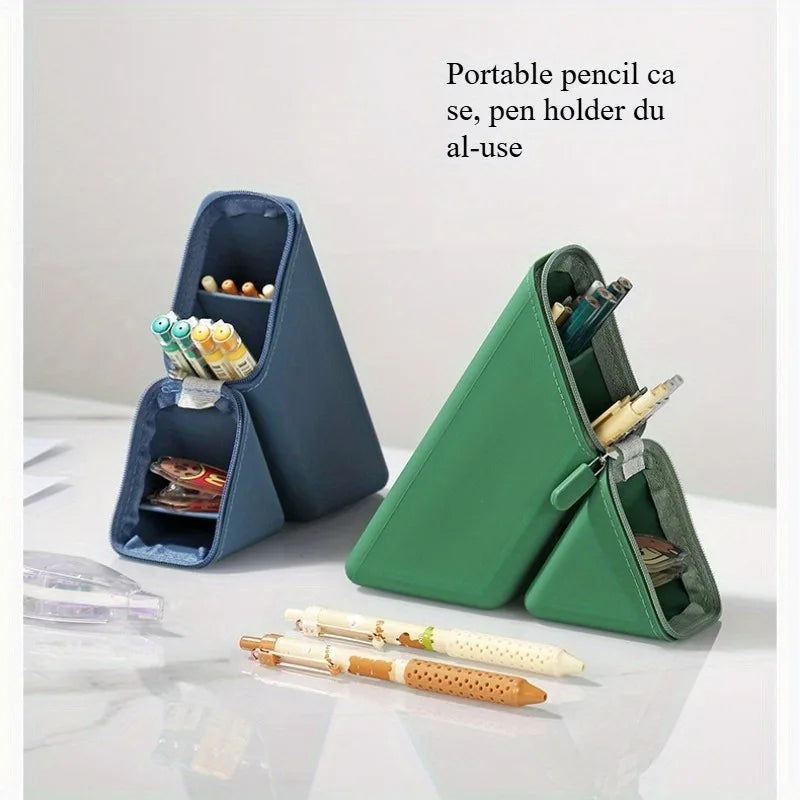 Foldable Silicone Pen Holder-Large Capacity Expandable Pencil Cup for Desk, Study & Office, Portable Gift for Students/Teachers