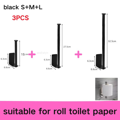 Stainless Steel Paper Towel Holder Self Adhesive Toilet Roll Paper Holder No Punching Kitchen Bathroom Length Storage Rack