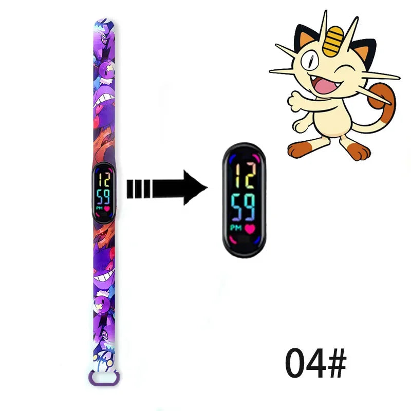 Pokemon Pikachu Dragon Ball Z Sport Casual Watches Led Silicone Watch Color Lovely Digital Children Wristwatch Clock Gift Toys