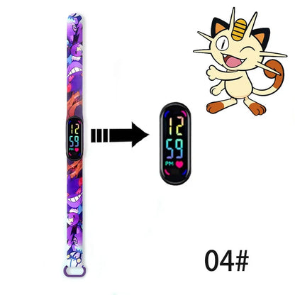 Pokemon Pikachu Dragon Ball Z Sport Casual Watches Led Silicone Watch Color Lovely Digital Children Wristwatch Clock Gift Toys