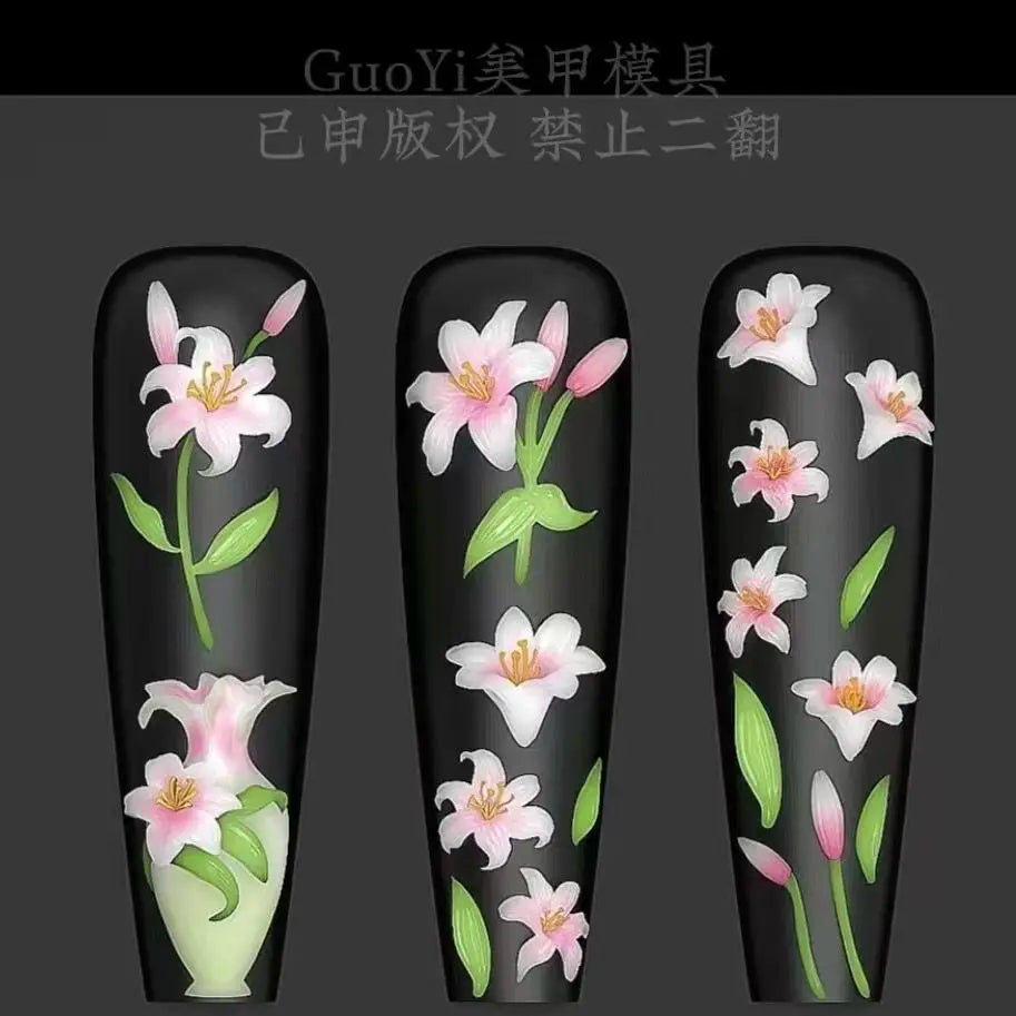 1pc Bowknot Candles Jellyfish Shell Rose Leaf  3D Acrylic Mold Nail Art Decoration Nails DIY Design Silicone  Nails Mold