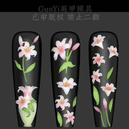 1pc Bowknot Candles Jellyfish Shell Rose Leaf  3D Acrylic Mold Nail Art Decoration Nails DIY Design Silicone  Nails Mold