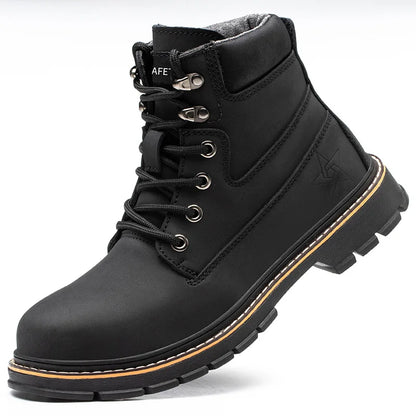 Latest 2023 Waterproof Men Leather Boots Steel Toe Cap Safety Work Shoes Anti Smashing Indestructible Construction Welding Boots