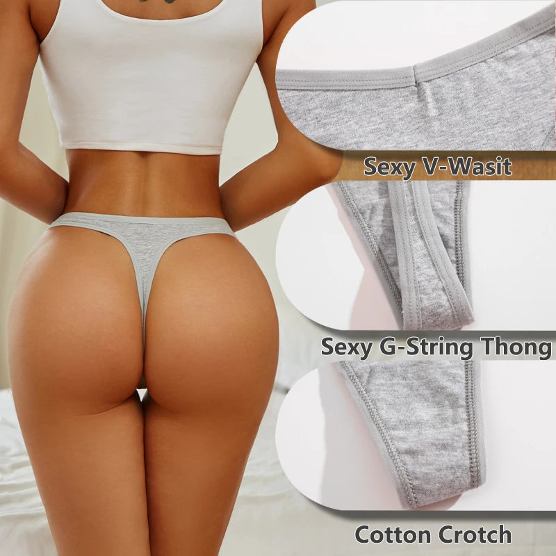 4 unids/set de bragas de algodón para mujer, tangas de tiro bajo sin costuras, cintura en V, ropa interior transpirable de Color sólido, lencería suave íntima para mujer