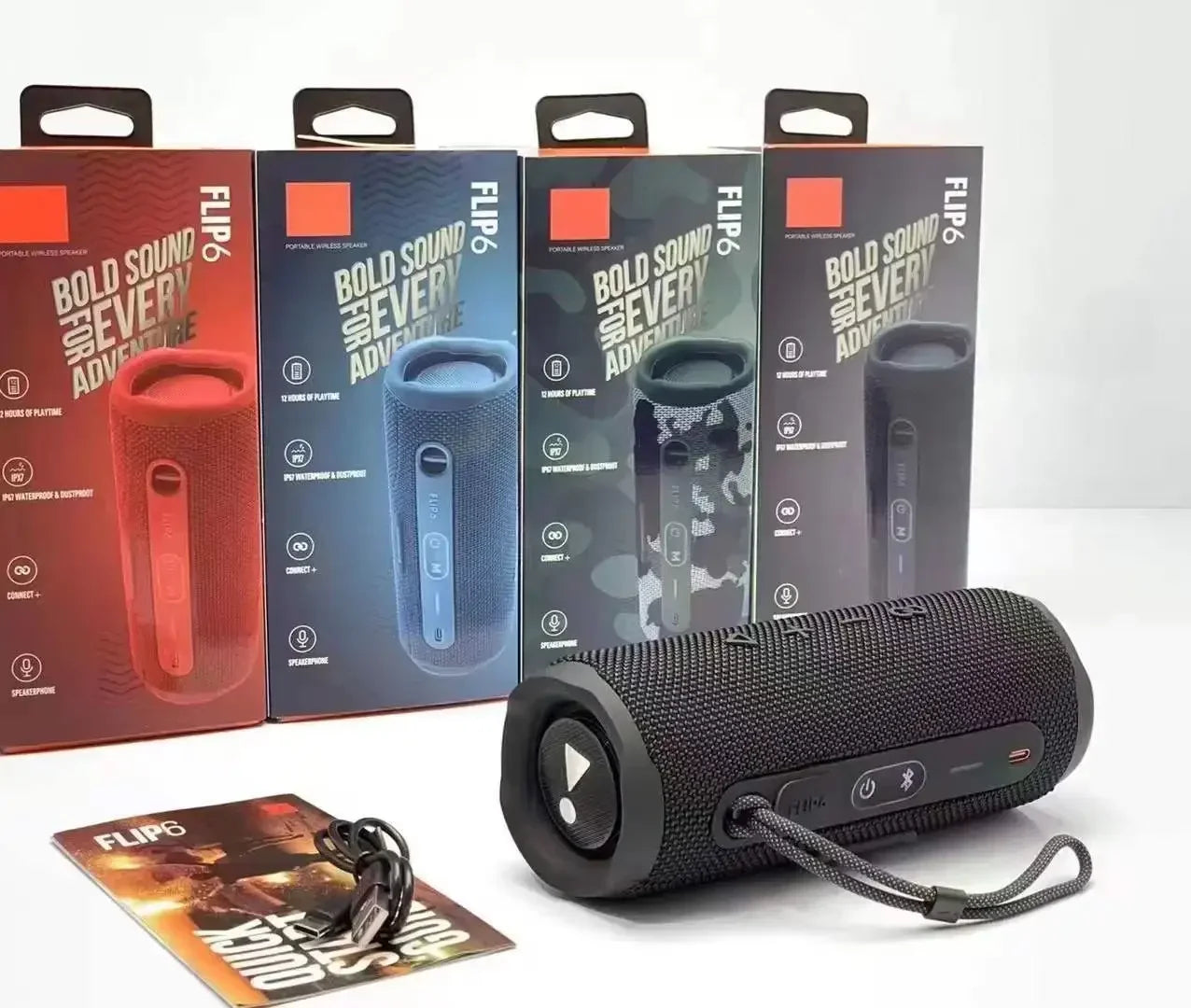 FLIP6 Wireless Bluetooth Speaker, Outdoor Riding Waterproof Subwoofer, AUX Audio Input, TF Card Playback, MP3 Music Player