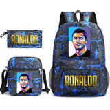 Ronaldo printed children's backpack set student school bag shoulder bag pencil case 3-piece set universal for boys and girls