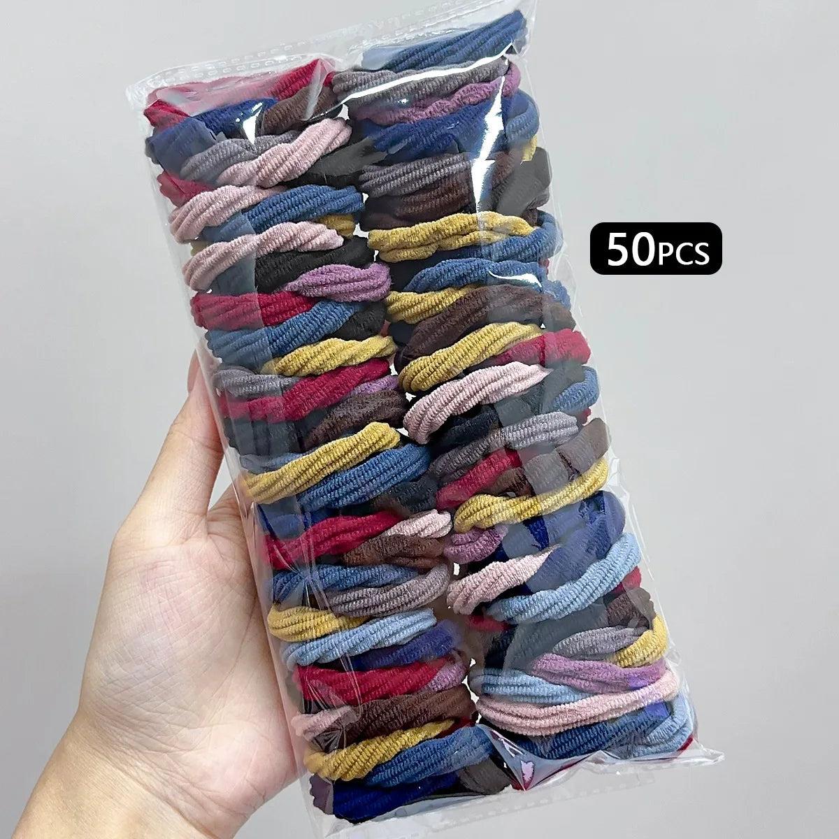 50PCS Colorful Ealstic Hair Rope Ponytail Hold Scrunchie Rubber Band For Women Basic Nylon Hair Bands Elastic Seamless Girls