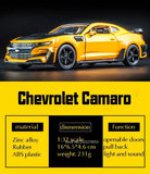 Scale 1/32 Camaro Toys Model Car Alloy Metal Diecast With 4 Door Opened Sound Light Pull Back Vehicle for Boy Gift Collection