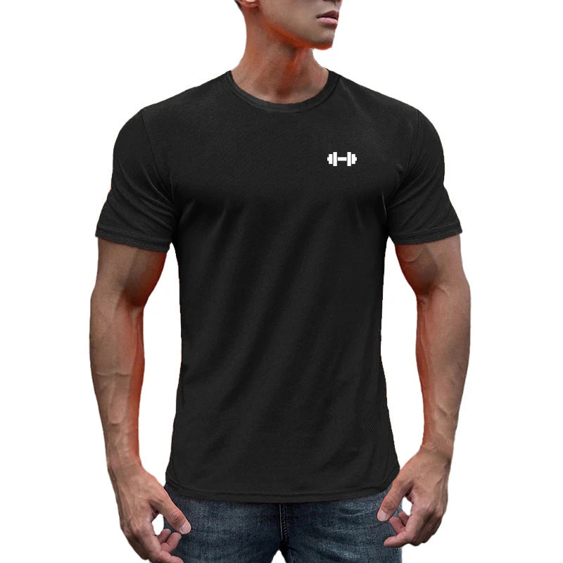 Gym Fitness Muscle Short Sleeve O-Neck Clothing Summer Mesh Breathable Quick Dry Cool T-shirt Mens Bodybuilding Running Shirts