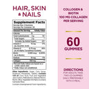 Hair, Skin & Nails Gummy Vitamins - Contains Biotin, Collagen - Promotes Hair Growth, Nourishes Skin, Strengthens NailsSupplemen