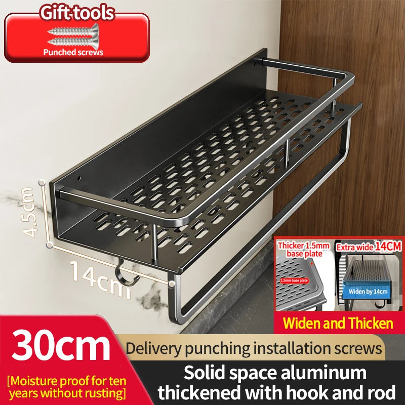 Aluminum Kitchen Rack Kitchen Shelf Toilet Storage No Drill Hanging Rack Bathroom Organizer Hang on the Wall Kitchen