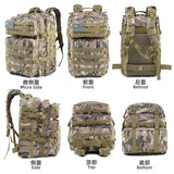 45L Tactical Men's Backpack Military Camouflage Molle Rucksack Climbing Cycling Hiking Sports Multi-purpose Army 3P Knapsack