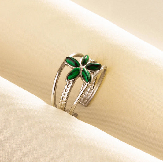 1pc Green Turquoise Ring Hippie Stainless Steel Silver Color Charm Opening Adjustable Ring Women Chunky Bohemian Party Jewelry