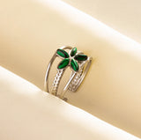 1pc Green Turquoise Ring Hippie Stainless Steel Silver Color Charm Opening Adjustable Ring Women Chunky Bohemian Party Jewelry