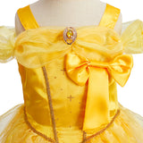 Children Princess Costume Kids Halloween Carnival Beauty Beast Birthday Party Clothes Girl Yellow Belle Cosplay Dress Up