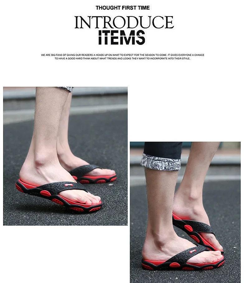 Men's Summer 2025 Trendy Flip-Flops Beachwear Slippers Anti-slip Deodorant Casual Shoes Plastic Slip-On Sandals for Adults