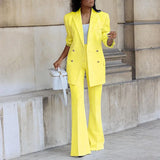 Women's Clothing 2023 Autumn New Solid Color Casual Suit Wide-leg Pants Suit Two-piece Suit Ensemble Femme 2 Pièces été