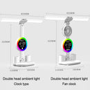 Rechargeable Led Table Lamp for Study Desk Lamp Reading Light Led Night Light with Fan Led Clock Dispaly Reading Desk Light