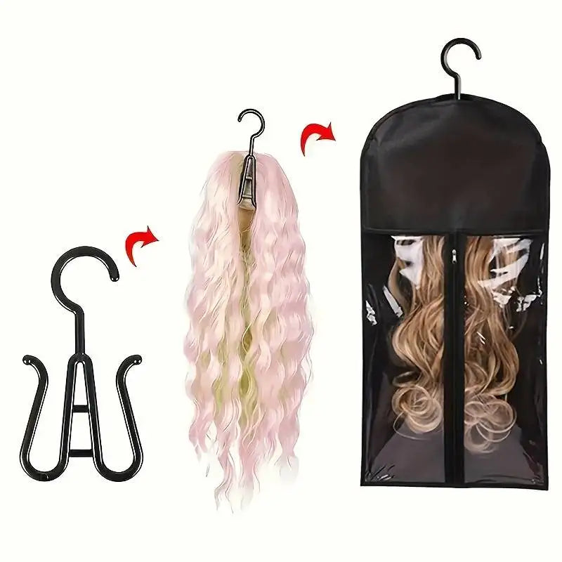 Saco do armazenamento com gancho para extensões do cabelo, suporte da peruca, perfeito para o curso, 1PC