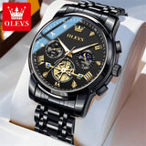 OLEVS 2856 New Men's Watches Luxury Classic Flywheel Design Waterproof Chronograph Moon Phase 24 Hour Quartz Wrist Watch for Men