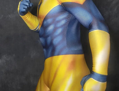 Halloween Adult Men Booster Gold Cosplay Costume Superhero Bodysuit Zentai Party Jumpsuit