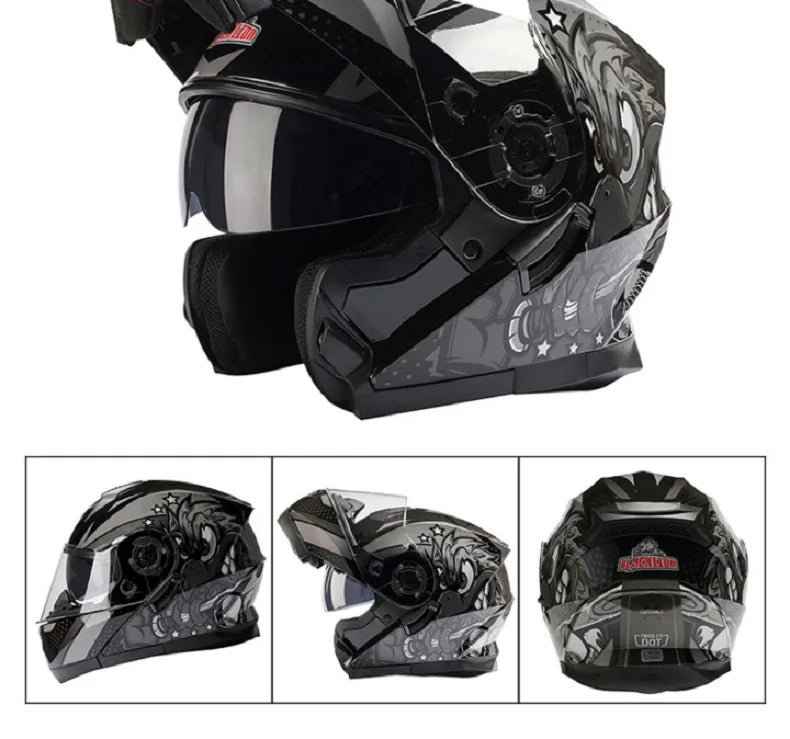 BLD Modular Motorcycle Full Face Helmet ECE Flip-up Double Anti-Fog Visor Purple Bird Sport Design In Stock Adult Men and Women