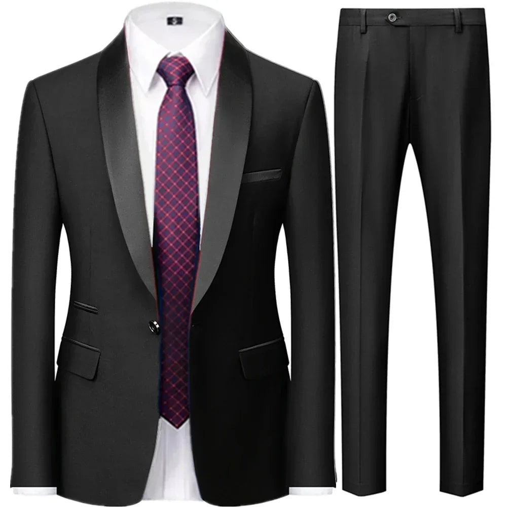 Black Men Autumn Wedding Party Three Pieces Set Large Size 5XL 6XL Male Blazer Coat Pants and Vest Fashion Slim Fit Suit